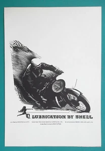 MOTORCYCLE RACER Advertisement for SHELL MEX & BP Oil - 1936 Print - Picture 1 of 1