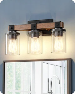 EDISHINE Rustic Bathroom Vanity Light Fixtures Painted Wood Vintage Wall Sconces - Picture 1 of 16