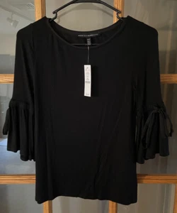 Neu mit Etikett White House Black Market Viskose-Top Damen XXSP schwarz Flatter 3/4-Ärmel - Bild 1 von 3