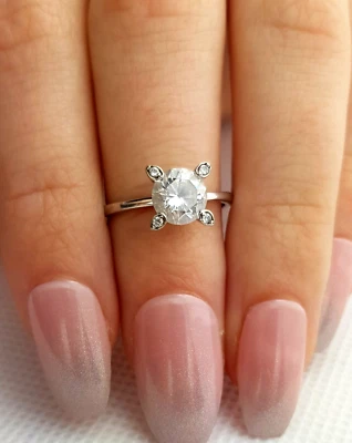 9ct White Gold Solitaire Ring Size K Sparkly Engagement Occasion Hallmarked - Image 1 of 4