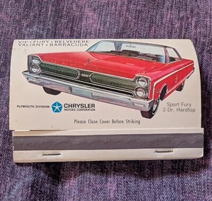 1966 CHRYSLER PLYMOUTH CAR DEALER PROMO MATCHBOOK SPORT FURY BARRACUDA SATELLITE - Picture 1 of 9