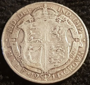 1914 George V .925 Silver Half Crown Coin Lot F1 - Picture 1 of 2