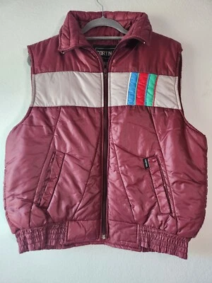 Vintage Cortina Nylon Maroon Puffer Vest Size M - Image 1 of 4