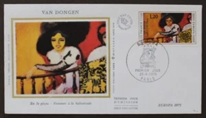 FRANCE 1975 FDC Painting by van Dongen with silk cachet SC50 - Picture 1 of 2