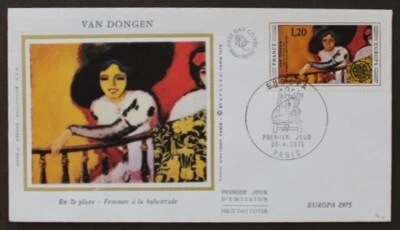FRANCE 1975 FDC Painting by van Dongen with silk cachet SC50 - Image 1 of 2