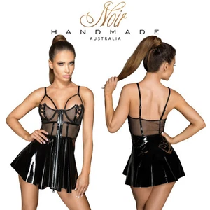 Noir Handmade - Woman's Vinyl Mini Dress - Vinyl Mini Dress with Transparency - Picture 1 of 6