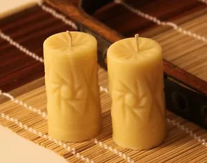 (2) Handmade 100% Pure Beeswax Candle Crystal Shape 100% Cotton Wick