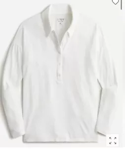 J. Crew Neu mit Etikett Relaxed Langarm Stretch Leinenmischung Polo-Shirt - Größe Medium - Bild 1 von 3