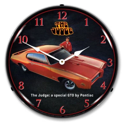 14" Lexan Bubble 1969 Pontiac GTO Judge Orange Backlit Clock GM23051453 - Image 1 of 4