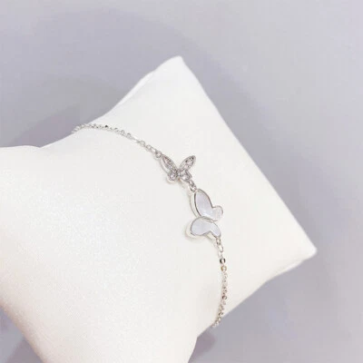 Pulsera con dije de mariposa chapada en oro plata oro rosa "Puedo hacer todas las cosas" regalo Foto 1 de 4