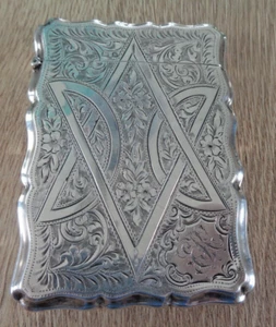 Unusual Edwardian Wide Sterling Silver Patterned Card Case h/m 1907 Birmingham - Bild 1 von 12