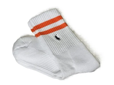 MEIAS POLO AUTÊNTICAS MISTURA DE ALGODÃO COSTELA RALPH LAUREN * LISTRAS BRANCAS * MASCULINAS 10-13 - Imagem 1 de 3