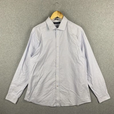 Tommy Hilfiger Shirt Mens XL 17 34/35 Blue Striped Slim Fit Stretch Cotton Blend - image 1 of 4