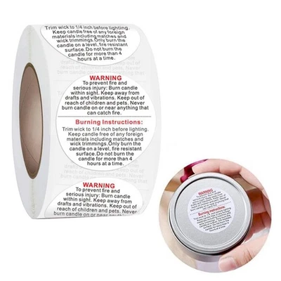 500Pcs Warning Stickers, Jar Container Labels Melting Safety - Image 1 of 4