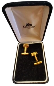 Gold Nugget Stafford Mens Cufflinks In Original Box B02 U - Picture 1 of 5