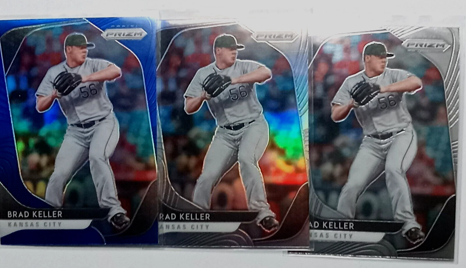 (3) Brad Keller 2020 Panini Prizm Red White Blue Refractor No.74 Kansas City Roy