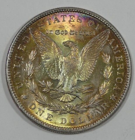1887 Morgan Silver Dollar Nice BRILLIANT UNCIRCULATED~ Original rev Bag Toning Cover