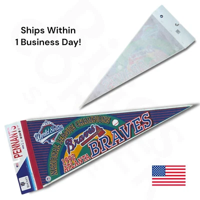 Atlanta Braves National League Champions Pennant Baseball MLB Wincraft 1992 - Image 1 of 4