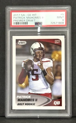 Patrick Mahomes II 2017 SA-GE Hit Premier Draft  RC Rookie #5 ~ PSA 9 - Image 1 of 2