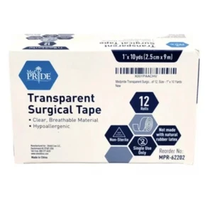 Med Pride Transparent Surgical Tape 1 x 10 Yards 12 Rolls MPR-62202 - Picture 1 of 1