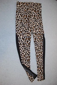 Jr Womens Leggings LEOPARD PRINT High Rise MESH SIDE STRIPE Size S M L XL XXL - Picture 1 of 1