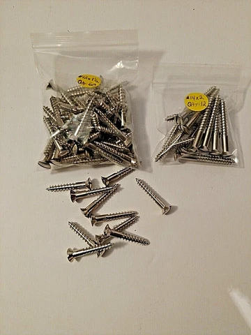 #12 x 1-1/2" Oval Head Plated Brass Wood Screws - Slotted Drive -  Qty: 60 Cover