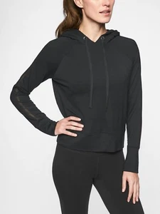 NWT Athleta Open Hearted Hoodie Top, Black SIZE XS #291844 N1123 - Picture 1 of 8