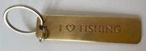 Vintage I LOVE FISHING Solid Brass Keychain - Picture 1 of 4