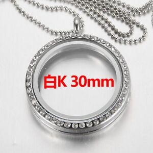 Charm Crystal Living Memory Floating Glass Round Heart Locket Pendant Necklace