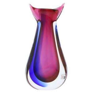 GlassOfVenice Murano Glass Sommerso Bud Vase - Rose and Blue
