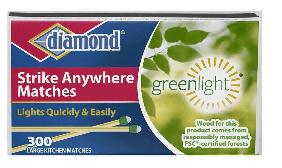 3 Boxes Diamond Extra Thick Longer Burn Time Strike on Greenlight 900 Matches