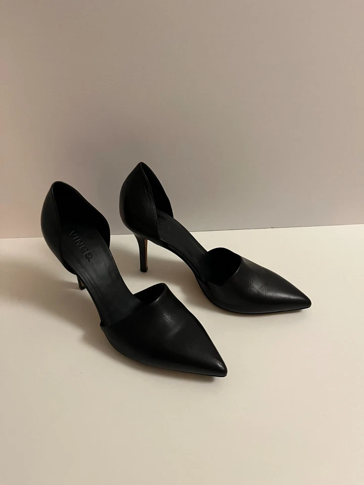 Vince. Salto pontiagudo de couro italiano D'Orsay Vero Cuoio - Imagem 1 de 4