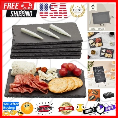 Elegante paquete de 6 mini tablas de charcutería - plato de queso y aperitivo de pizarra negra Foto 1 de 4