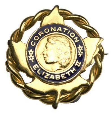 Canada Canadian Queen Elizabeth II 1953 Coronation Souvenir Enamel Brooch Badge - Image 1 of 2