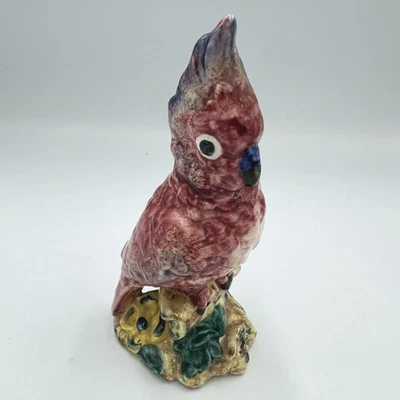 Estatuilla vintage de pájaros de cerámica Stangl cacatúa rosa 6,5" firmada 3405 años 40 Foto 1 de 4