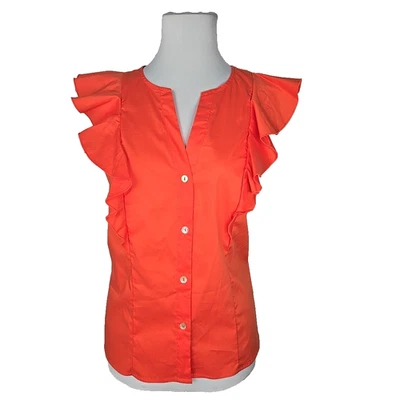 Top Marc New York Naranja/Tigre Lirio Botón Frontal Sin Mangas Volantes Mediano Nuevo con Etiquetas  Foto 1 de 4