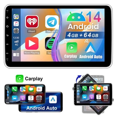 DAB+ 4+64GB Autoradio Android 14 Carplay GPS Navi 1 DIN 360° Drehbar Bildschirm - Bild 1 von 4