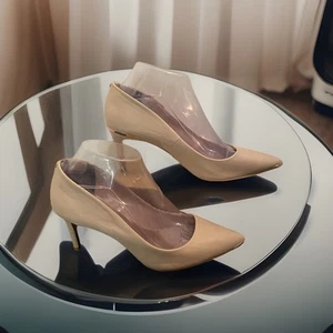 TED BAKER LONDON Pumps Women's Champagne Heels Stiletto Leather 8M 38 Gold Detai - Picture 1 of 16