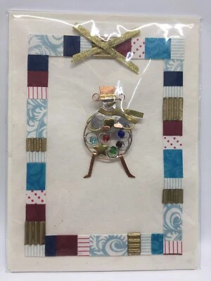 Mailable Art Frosty The Snowman Handmade Card Paper And Wearable Pin - Image 1 of 4