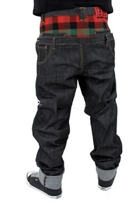 Brooklyn Mint denim jeans, Scottish red check baggy pants - Picture 1 of 5
