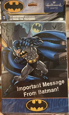 8~BATMAN 8 INVITATIONS AND 8 THANK YOU NOTES   PARTY SUPPLIES - Image 1 of 4