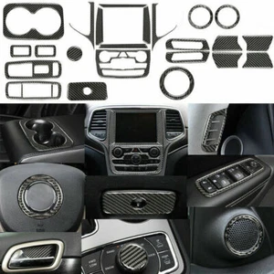 Set Real Carbon Fiber Interior Decorative Cover For Jeep Grand Cherokee 2016-21 - Picture 1 of 9