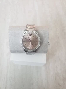 Michael Kors Layton Womens Steel Glitz Watch Pale Rose Dial Crystals MK7298 - Picture 1 of 4