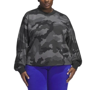 Adidas Mujer Camuflada Cuello Redondo Sudadera Negra Talla Grande 2X - Imagen 1 de 4