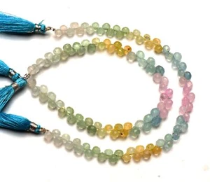 Natural Gem Multi Aquamarine 5.5 mm Onion Briolette 9" Strand - Picture 1 of 11