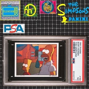 1991 Panini Simpsons Stickers - #158 Bart & Homer - PSA 7 NM - Picture 1 of 4