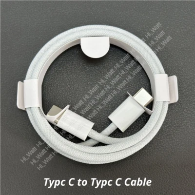 Braided Type C to USB C Cable PD Fast Charger Cord For iPhone 15 Pro Max/15 Plus - Image 1 of 4