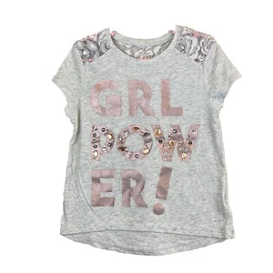 Justice Gray Pink Metallic Rhinestone Grl Girl Power Lace T-shirt 7 - Picture 1 of 5