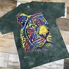 The Mountain Shirt Mens Large Green Tie Dye Art Rainbow Tiger Lion Animal 2014