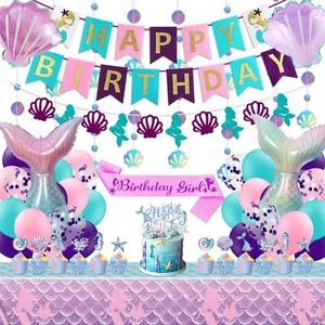 Mermaid Birthday Decorations Mermaid Birthday Party Supplies Include Mermaid ... - Picture 1 of 7